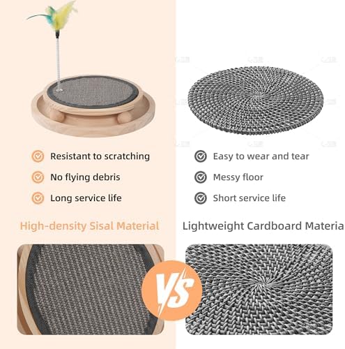 Natural Sisal Round Cat Scratcher with Ball Track Toy - Image 4