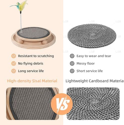Natural Sisal Round Cat Scratcher with Ball Track Toy - Image 4