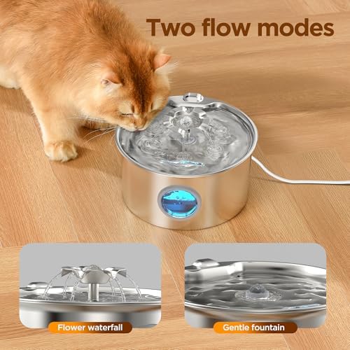 Stainless Steel Cat Water Fountain: 88oz/2.6L Pet Fountain for Drinking - Image 3