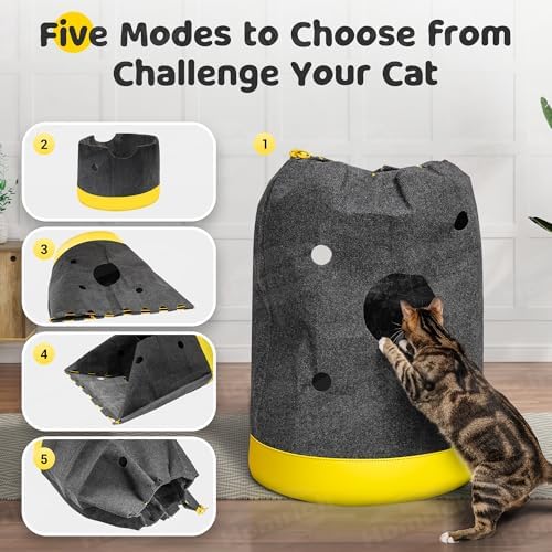 Homrich Interactive Cat Play Bag- Durable Rug for Hide and Seek, Collapsible Hole Mat, Tunnel Sleeping Bag for Indoor Cat- Fun Activity Pet Training Toy - Image 4