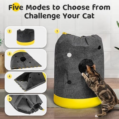 Homrich Interactive Cat Play Bag- Durable Rug for Hide and Seek, Collapsible Hole Mat, Tunnel Sleeping Bag for Indoor Cat- Fun Activity Pet Training Toy - Image 4