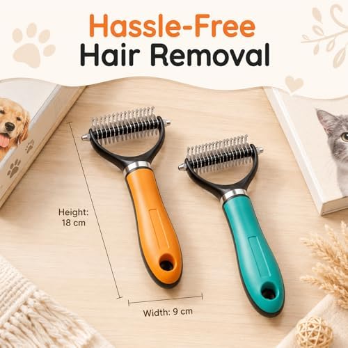 Pet Grooming Brush, Pets Knotted Dog Grooming, Pets Knotting Comb, Professional Pet Deshedding Brush, Deshedding Comb Fur Brushes, Shedding Brushes For Dogs And Cats (Orange) - Image 4