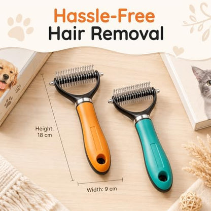 Pet Grooming Brush, Pets Knotted Dog Grooming, Pets Knotting Comb, Professional Pet Deshedding Brush, Deshedding Comb Fur Brushes, Shedding Brushes For Dogs And Cats (Orange) - Image 4