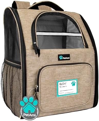 PetAmi Dog Backpack Carrier Airline Approved Cat Pet Puppy Bag, Taupe by PetAmi