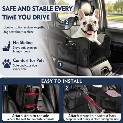Center Console Dog Car Seat for Small Dogs, Pet Booster Seat - Image 5