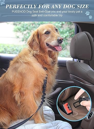 2 Pack Dog Seat Belt Adjustable Dog Car Seatbelts for Vehicle Nylon Pet Safety Seat Belt with Elastic Bungee Buffer Reflective & Durable Car Harness for Dogs (Black + Red) - Image 6
