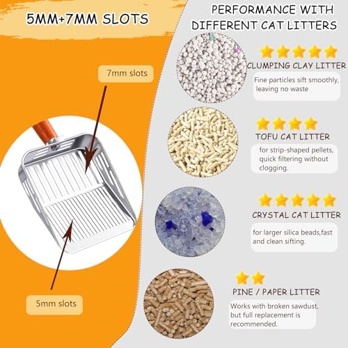 Rustproof & Unbreakable 304 Stainless Steel Metal Cat Litter Scoop with Holder Stand, One-Piece Pressed Design with No Welds, Easy Bottom Scooping, Reinforced Anti-Break Handle - Image 5
