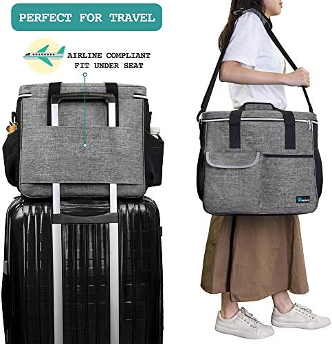 PetAmi Dog Travel Bag Organizer, Pet Supplies Tote Diaper Bag, Gray Large - Image 5
