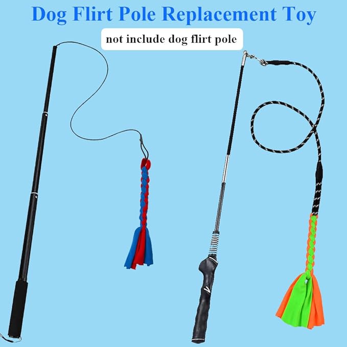 ASOCEA 2 Pack Dog Fleece Rope Toy for Dog Chase and Tug Pet Interactive Cotton Chew Toy Dog Tether Lure Toy Dog Flirt Pole Replacement Toys to Outdoor Exercise & Training