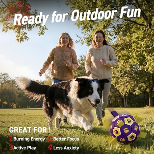 QDAN Dog Balls Toys, Soccer Ball with Straps, Herding Ball Toy, Puppy Toy - Image 6