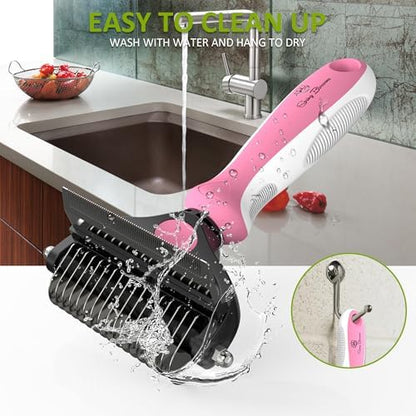 Spring Blossoms-2 in 1 Professional Grooming Rake for Cats & Dogs-Dematting Comb for Easy Mats & Tangles Removing,Pet Brush Safe No More Nasty Shedding and Flying Hair (Purple) - Image 5