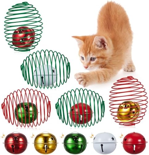 Jecery 5 Pcs Cat Toys Spring,Bell,Christmas Colors by Jecery