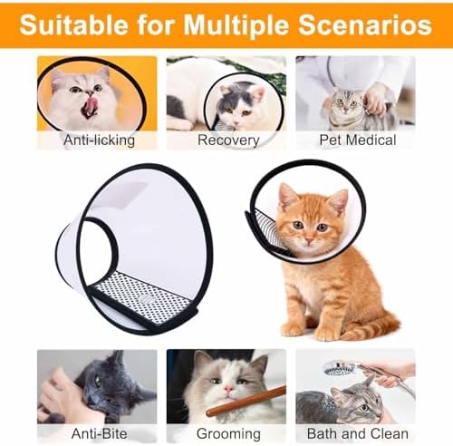 VOVIGGOL 2 Pack Cat Cones to Stop Licking, Cat E Collar Pet Cone for Cats After Surgery, Pet Elizabethan Collar Dog Head Cone Recovery Cone for Most Cats & Small Dogs (Size M, 5#) - Image 5