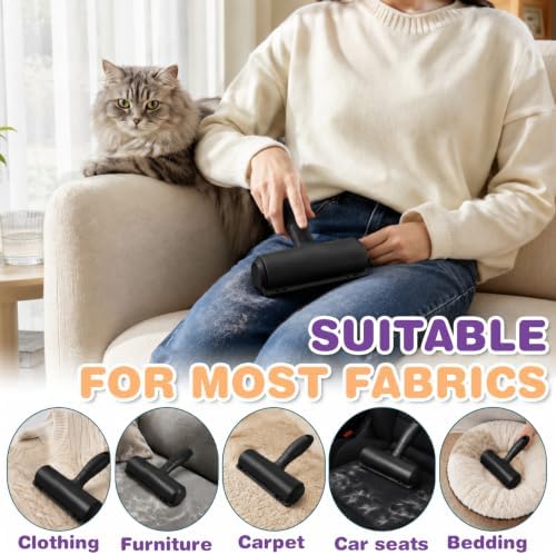 kissleaf Reusable Lint Roller, Portable, for Pet Hair on Couch & Car, Black - Image 6