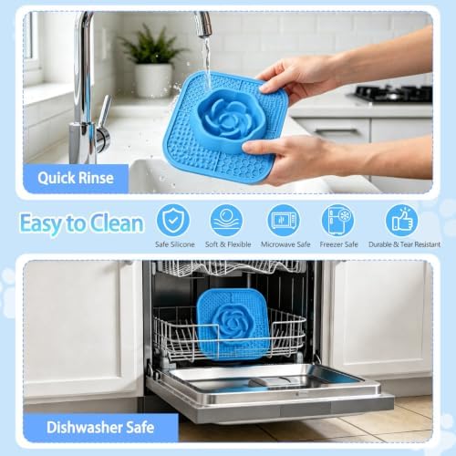 Slow Feeder Dog Bowls and Lick Mat for Dogs, Non-Slip Dog Bowl for Wet and Dry Food with Suction Cups for Slow Feeding & Anxiety Relief for Small to Large Dogs and Cats Blue - Image 6