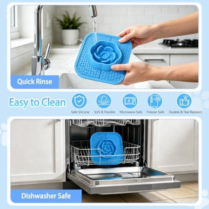 Slow Feeder Dog Bowls and Lick Mat for Dogs, Non-Slip Dog Bowl for Wet and Dry Food with Suction Cups for Slow Feeding & Anxiety Relief for Small to Large Dogs and Cats Blue - Image 6