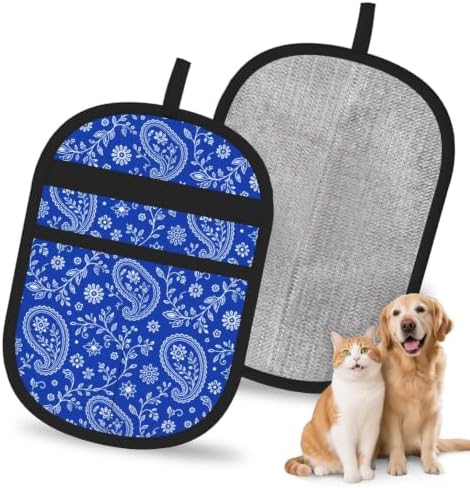 Blue Paisley Pet Hair Removal Glove Brush Pet Hair Remover Tool for Carpet by Unknown