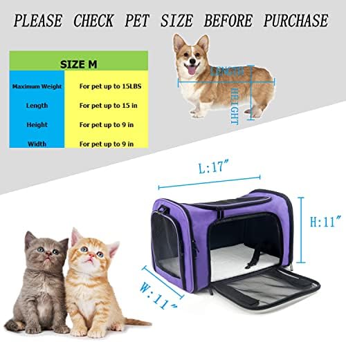 Soft Sided Carrier for Small Medium Cats Dogs,TSA Airline Approved Collapsible Travel Pet Carrier Medium Purple - Image 4