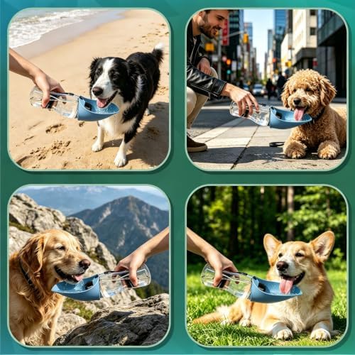 Portable Dog Water Bottle Foldable, Blue - Image 7