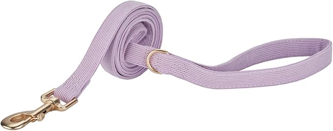 Soft Corduroy Fibric Dog Leash, 5 Feet Length Lead with Heavy Duty Rotating Hook, for Small Medium Dogs.(S,Purple)