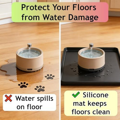 18.5x11 Silicone Mat for Pet Bowls and Water Fountains, Black - Image 3