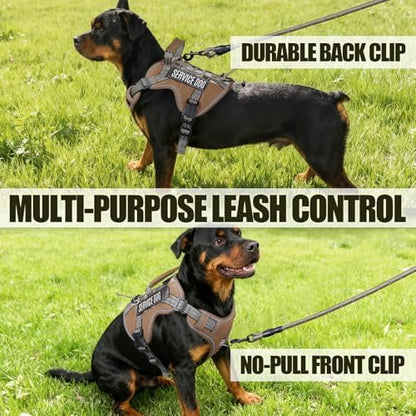 Dog Harness and Leash Set for Small Dogs, No Pull Tactical Dog Harness, Service Dog Vest with Name Patches, Adjustable Reflective Military Dog Harness with Handle & MOLLE for Training, Khaki, S - Image 6