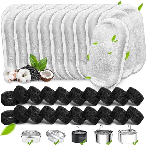 Cat Water Fountain Filters, 40 Pack Pet Fountain Replacement Filter by Whksoy