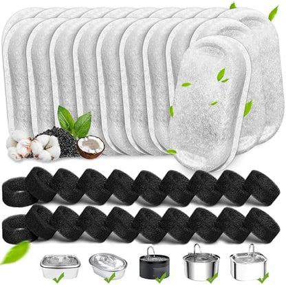 Cat Water Fountain Filters, 40 Pack Pet Fountain Replacement Filter by Whksoy
