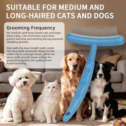 Stainless Steel Pet Dematting Deshedding Brush,Pet Grooming Tool(Blue) - Image 6
