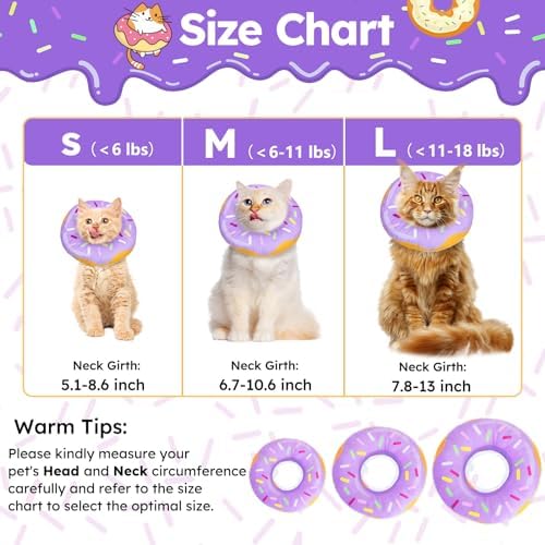 Cat Cone Collar Soft, Cat Recovery Collar for Wound Healing Cute Donut Adjustable Kitten Cones to Stop Licking Comfortable Lightweight Neck Elizabethan Collars for Kittens After Surgery - Image 2
