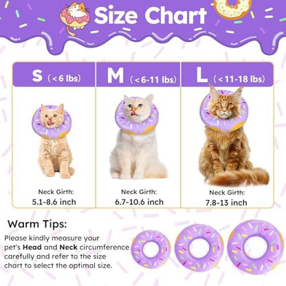 Cat Cone Collar Soft, Cat Recovery Collar for Wound Healing Cute Donut Adjustable Kitten Cones to Stop Licking Comfortable Lightweight Neck Elizabethan Collars for Kittens After Surgery - Image 2