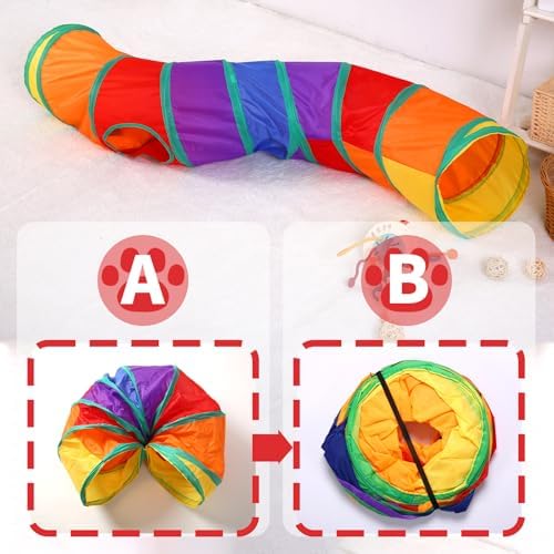 Pet Cat Tunnel, S-Shape Tunnels for Indoor Cats, Collapsible Pet Tunnel for Kitten, Puppy, Rabbit, 25cm-Wide Tunnels, Durable & Breathable, with Peek Hole Toy Ball - Image 4