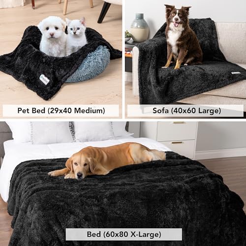 PetAmi Soft Plush Sherpa Dog Blanket for Pet Cat, Large 40x60, Black - Image 5