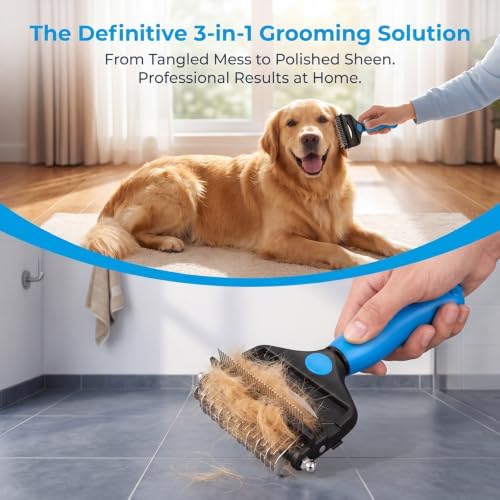 Undercoat Rake for Dogs ，3-in-1 Dematting Comb for Dogs (Black) - Image 3