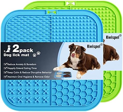 Lick Mat for Dogs, 2 Pcs Dog Lick Mat with Suction Cups for Anxiety, Peanut Butter Dog Licking Mat Slow Feeder Dispensing Treater Lick Pad for Dogs Cats Grooming Bathing and Training Large by Kwispel