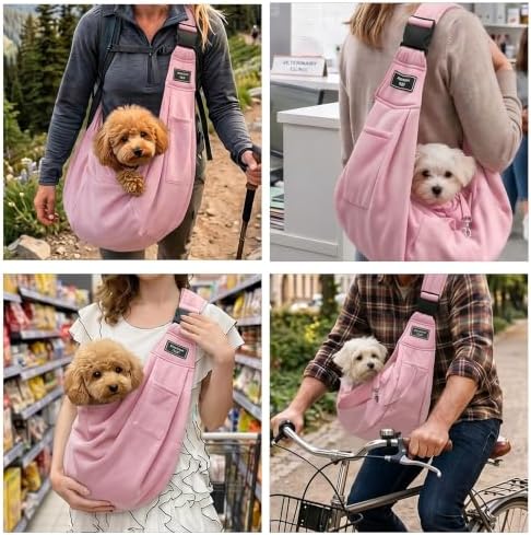 Adjustable Pet Sling Carrier, Anti-Escape Bag for Small Dogs & Cats, Pink - Image 7