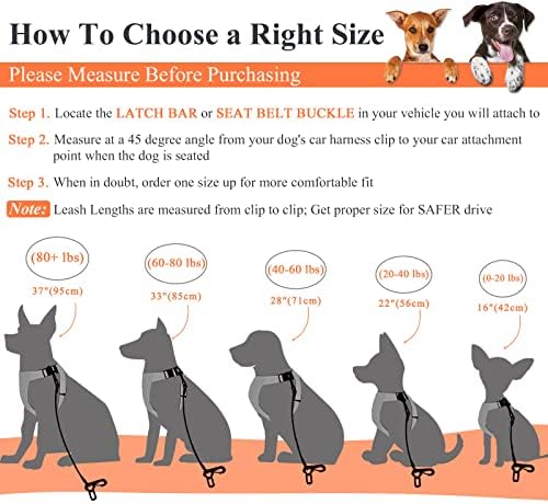 VIVAGLORY Dog Seatbelt Tuffbelt Dog Car Harness, M, Orange - Image 5