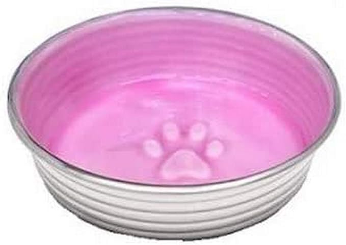 Loving Pets - Le BOL Dog Food Water Bowl Enamel Ceramic Bowl No Tip Stainless Steel Pet Bowl No Skid Spill Proof (X-Small, Rose)