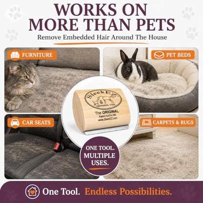 SleekEZ Cat Brush for Shedding - Deshedding Brush for Cats - Patented Grooming Tool for Removing Loose Fur, Undercoat & Hair - Made in USA - Works on Short, Medium & Long Coats - Image 5