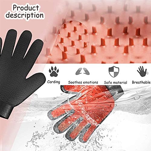 Pet Grooming Glove Hair Remover Brush Gentle Deshedding Efficient Pet Mitt Pet Massage Gloves Left & Right Hand Draw Dogs Cats Horses Long Short Fur (1Pair Left & Right Hand) - Image 2