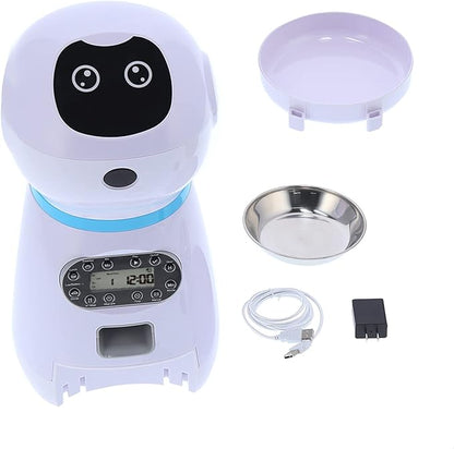 Honio Pet Automatic Feeder, Robot Shape Pet Food Dispenser with Bowl for Dogs