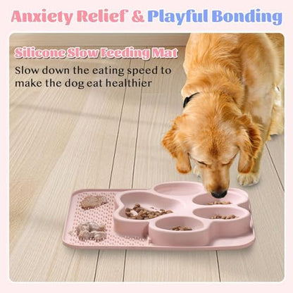 Silicone Lick Mat for Dogs with Suction Cups, Slow Feeder Dog Bowls & Dog Lick Mat for Anxiety Relief, Snuffle Mat for Dogs, Dog Food Bowl & Cat Food Bowl, Slow Feeder Cat Bowl for Wet & Dry Treats - Image 6