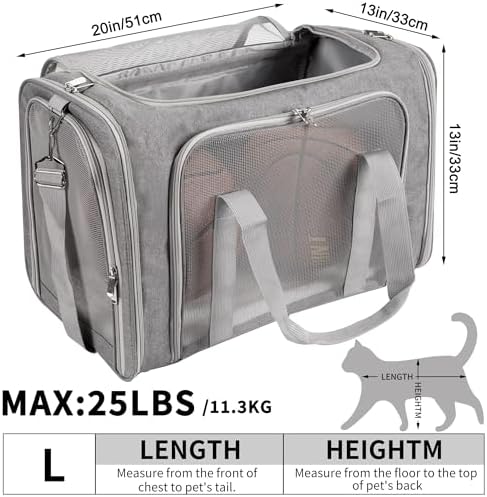 Soft-Sided Cat/Dog/Pet Carrier, Collapsible Pets Travel Carriers - Image 3