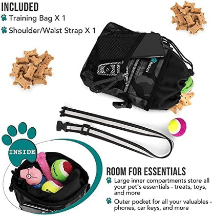PetAmi Dog Treat Pouch, Pet Treat Pouch for Training, Dog Walking Bag Holder for Kibbles, Pet Food Toy, Dog Trainer Essentials Supplies, Poop Bag Dispenser, 3 Ways to Wear (Camo Black) - Image 2