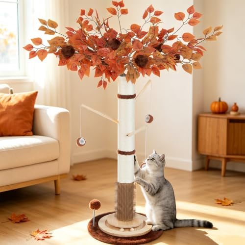Cat Scratching Post, 46" Tall Scratcher Post for Indoor Adult Cats by Sheripet