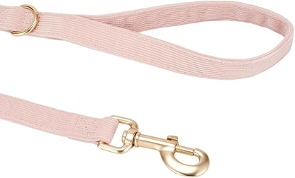 Soft Corduroy Fibric Dog Leash, 5 Feet Length Lead with Heavy Duty Rotating Hook, for Medium Large Dogs.(M,Light Pink)
