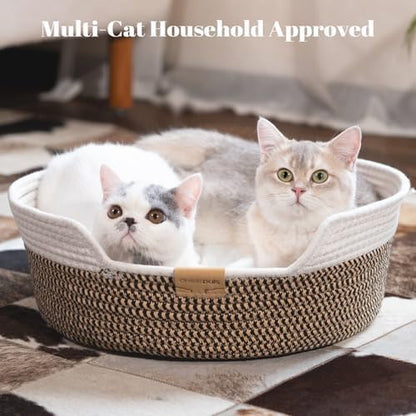 CHEERHOME PETS Handwoven Cat Basket Bed Cooling for Indoor Cat with Cushion - Image 6