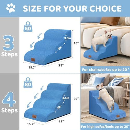 Zerbuger Dog Ramp and Stairs for Bed, Blue 4 Steps 20" H, Nonslip Cover - Image 7
