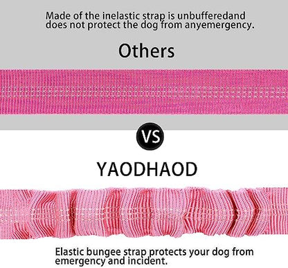 YAOHDAO Dog Seat Belt Harness for Car, Restraint Adjustable with Elastic Bungee Buffer Headrest for Vehicle, 360 Degree Swivel Nylon Pet Safety Seat Belts Heavy Duty Car Harness for Dogs (Pink) - Image 4