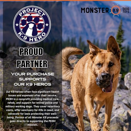 Monster K9 Indestructible XL Dog Ball – Lifetime Replacement - Durable Dog Toy for Aggressive Chewers - Safe, Non-Toxic Natural Rubber - Chew, Fetch, Stuff with Treats - USA Made - 4” (Soft Ball Size) - Image 2